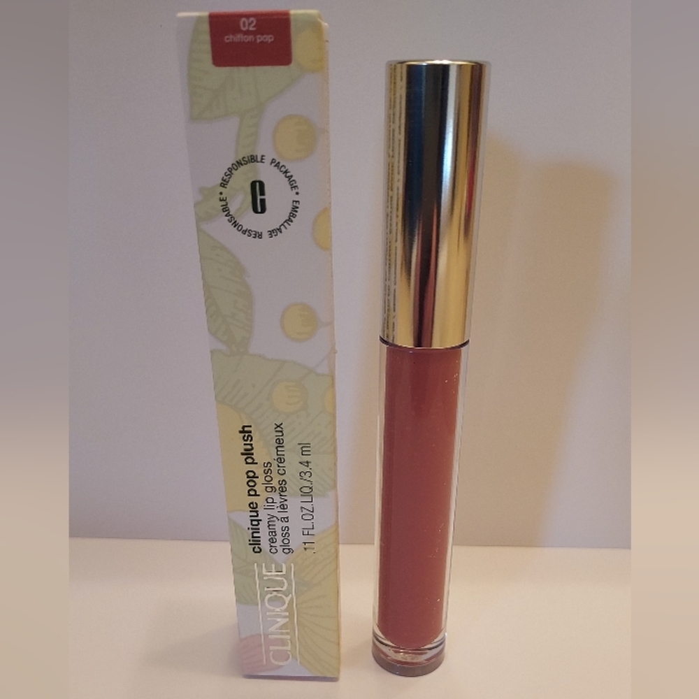 CLINIQUE Pop Plush Creamy Lip Gloss *CHIFFON POP* / 0.11 oz / New in box - Picture 2 of 5